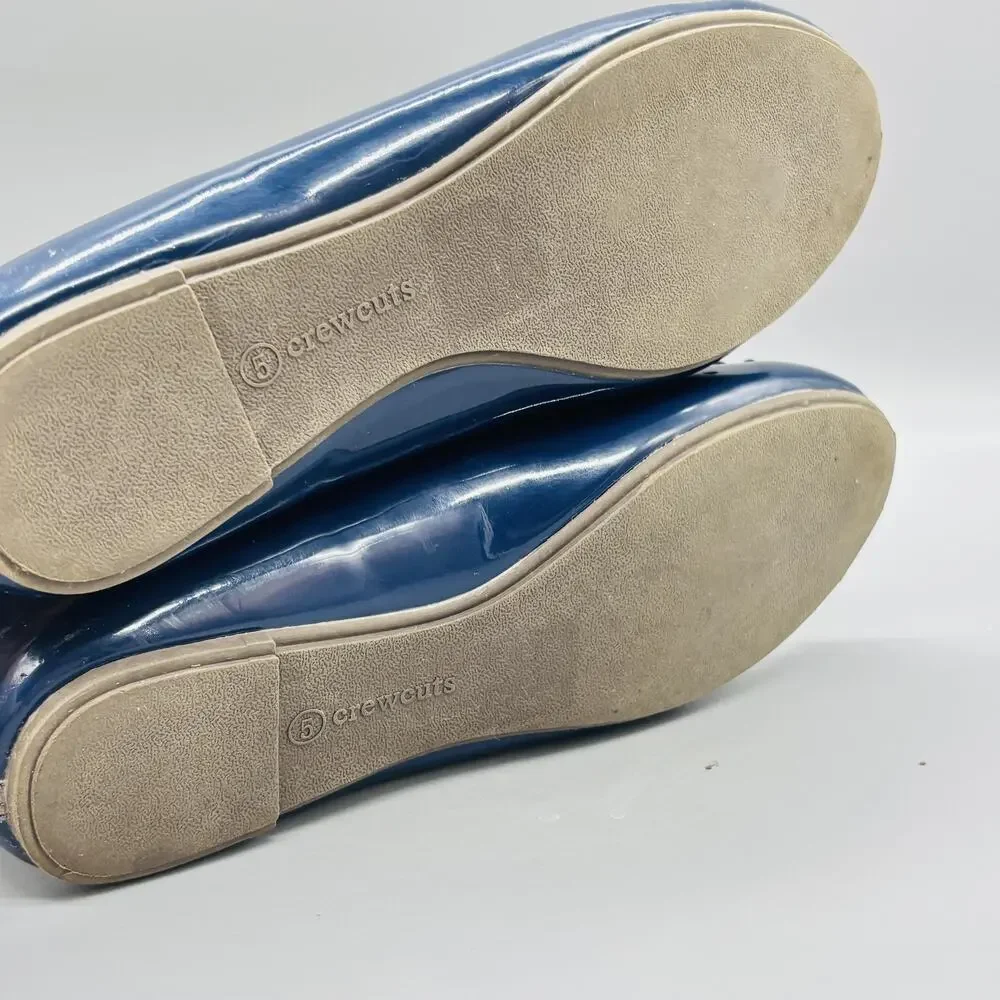 Crewcuts Shoes Kids Girls 5 Blue Patent Ballet Flats Bow Slip On Dress Casual